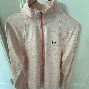 NWOT Under Armour Women ColdGear 1/4 zip pullover pink camo active run walk ski
